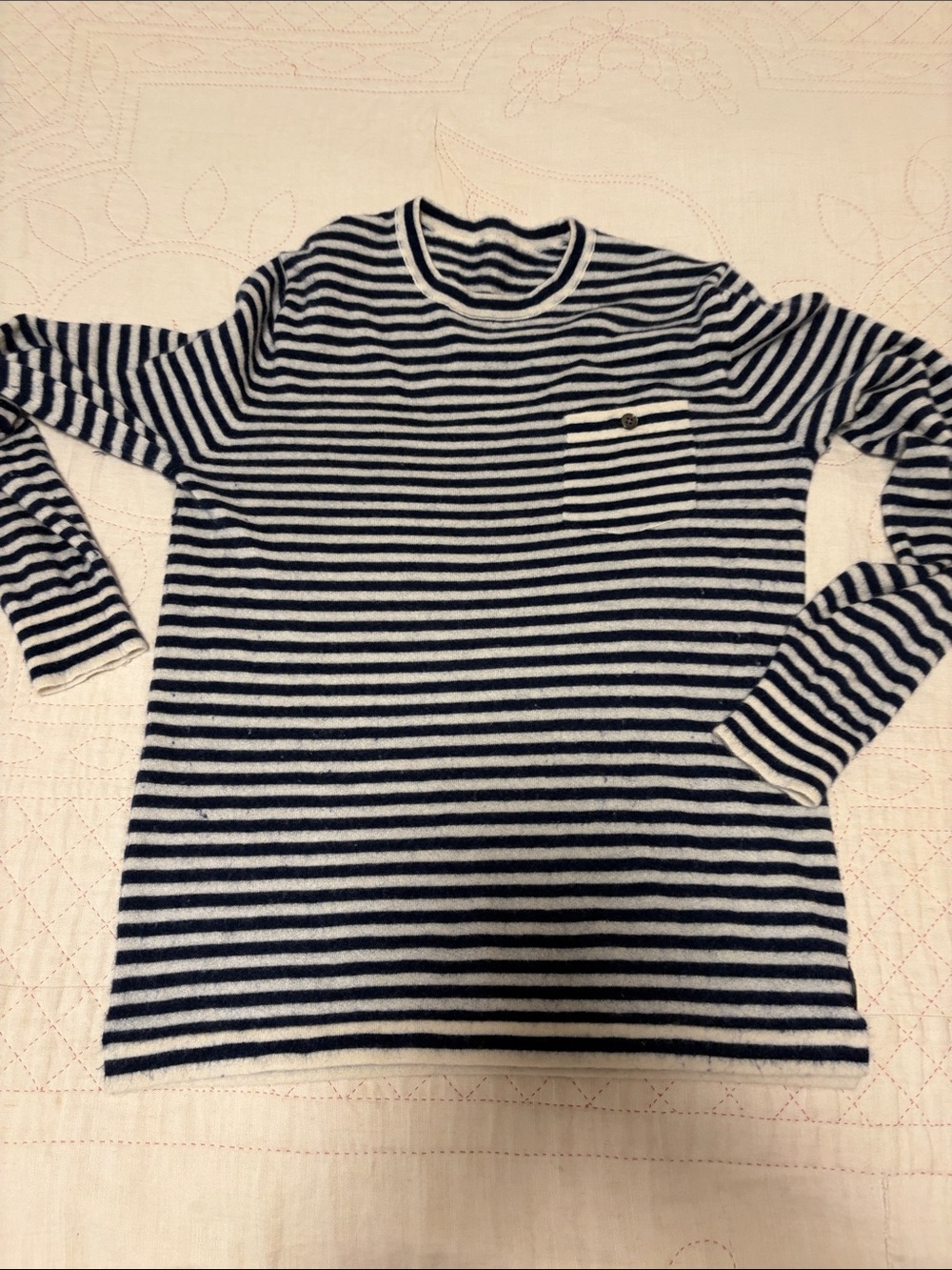 TODD SNYDER 100% cashmere pocket tee striped sweater top shirt mens sz small